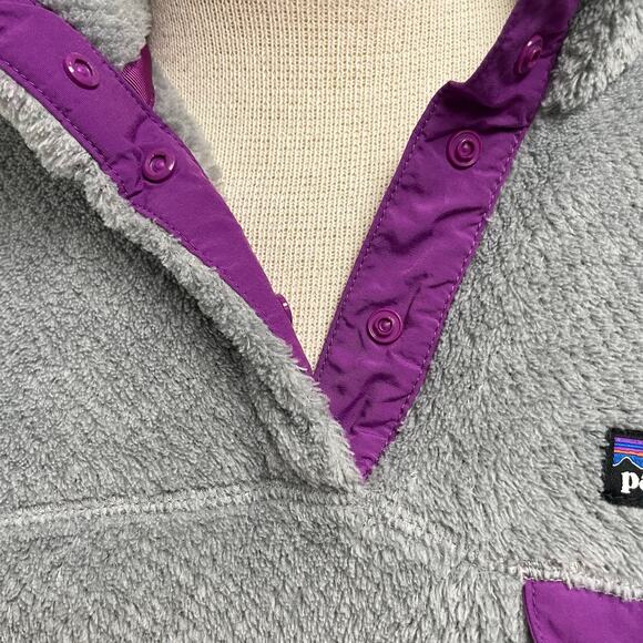 Patagonia Re-Tool Snap Pullover Womens Medium Gray Purple Soft Cozy Synchilla - Picture 4 of 5